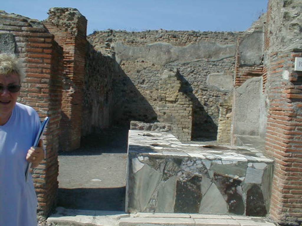 VI.3.20 Pompeii. May 2005. Looking north across counter.