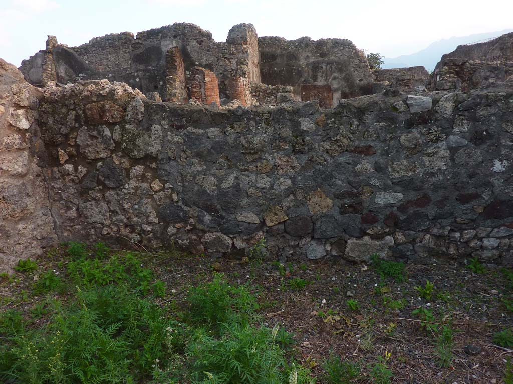VI.5.9 Pompeii. November 2021. Detail of south wall of triclinium. Photo courtesy of H�l�ne Dessales.