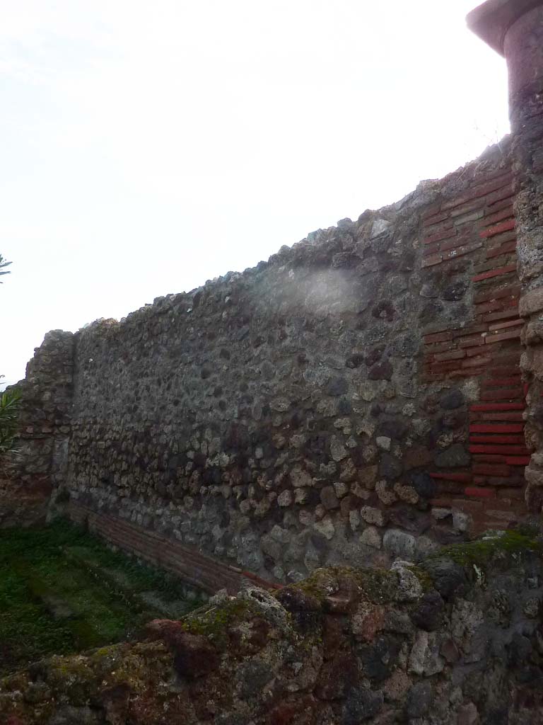 VI.5.10 Pompeii. November 2021.
Looking south along west wall of peristyle from north-west corner. Photo courtesy of Hélène Dessales