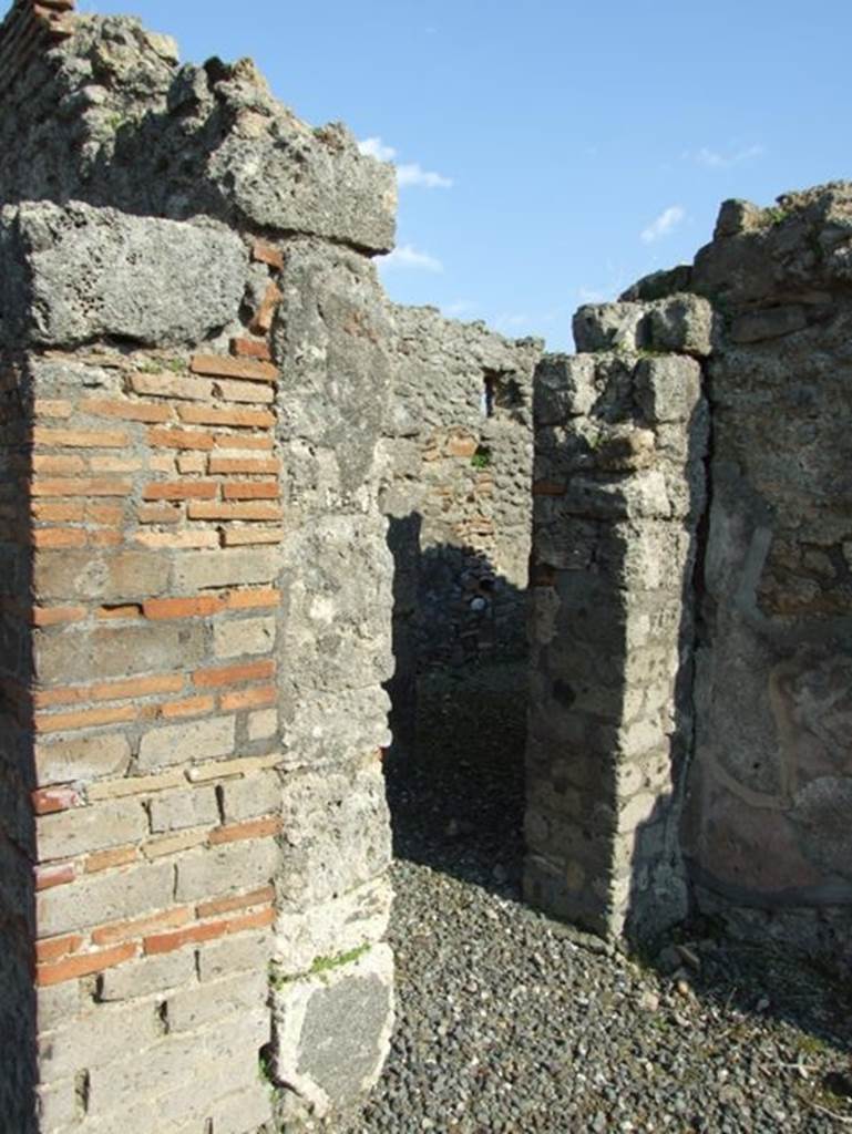 VI.7.3 Pompeii. March 2009. Doorway in south-east corner of room 1, atrium, leading to garden.