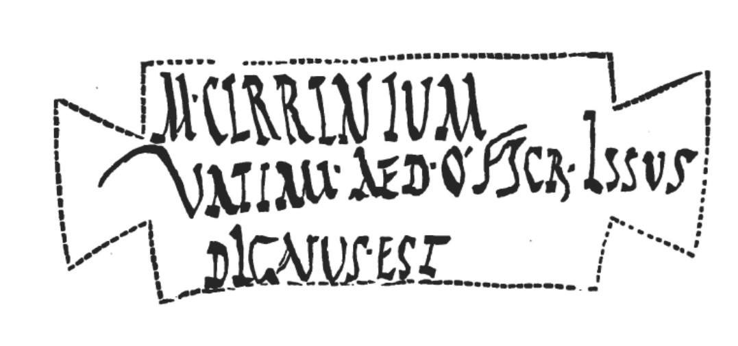 VI.7.6 Pompeii. Pre-1830.
Drawing of inscription on “tabella” as drawn in Real Museo Borbonico, 1830, vol. VI, p.9 of “Relazione degli Scavi di Pompei. Da Maggio 1829 fino ad Ottobre 1830.”