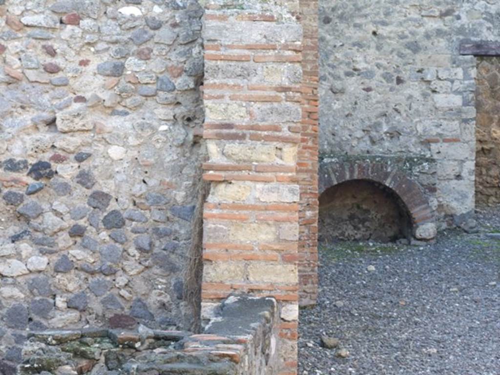 VI.7.15 Pompeii. December 2007. South side of yard, area of wall with window overlooking yard.