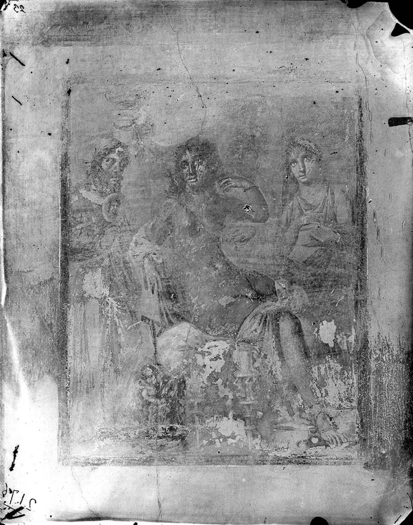 VI.7.18 Pompeii. c.1871. Wall painting of Hermaphrodite from centre of east wall.
Photo by J. H. Parker, © American Academy in Rome. Parker.2176.Italia.