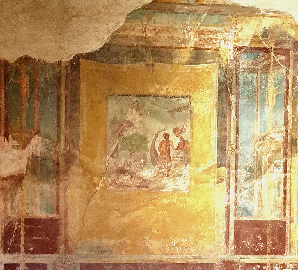 VI.8.3/5 Pompeii. October 2024. Room 12, central painting from east wall of dining room. Photo courtesy of Giuseppe Ciaramella.
