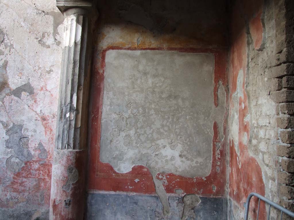 VI.8.3/5 Pompeii. December 2006. Room 11, north-east corner of peristyle. 
Mau identified this as the location of the painting of the Sacrifice of Iphigenia which was removed to the Naples Museum. 
See Mau, A., 1907, translated by Kelsey F. W. Pompeii: Its Life and Art. New York: Macmillan. (p.318-20).
See Gell, W, 1837. Pompeiana. London: Lewis A. Lewis. (Ch 8, T. XXXV).
