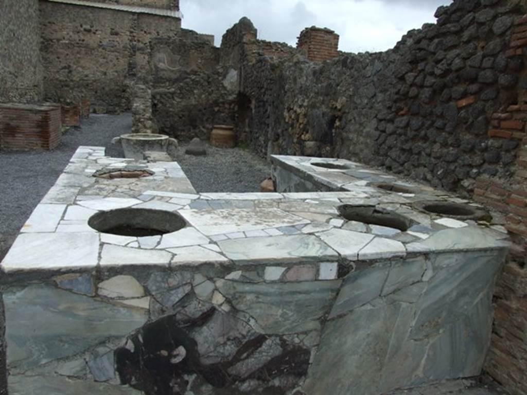 VI.8.8 Pompeii. March 2009. Looking north across counter to rear.