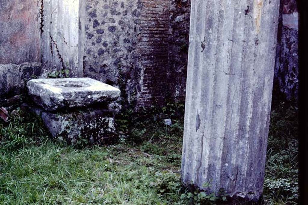 VI.8.22 Pompeii. 1984. Room 6, looking towards south wall of portico with cistern mouth and column.
Source: The Wilhelmina and Stanley A. Jashemski archive in the University of Maryland Library, Special Collections (See collection page) and made available under the Creative Commons Attribution-Non Commercial License v.4. See Licence and use details.
J84f0024