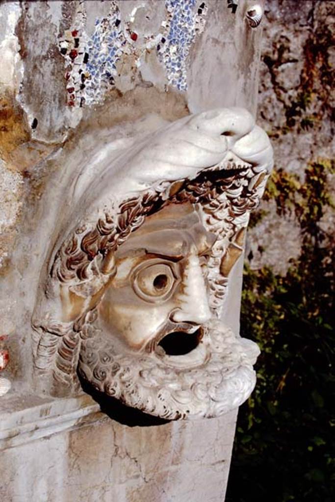 VI.8.22 Pompeii. 1968. Hollow marble mask of bearded male figure on north side of fountain.
Photo by Stanley A. Jashemski.
Source: The Wilhelmina and Stanley A. Jashemski archive in the University of Maryland Library, Special Collections (See collection page) and made available under the Creative Commons Attribution-Non Commercial License v.4. See Licence and use details.
J68f1245