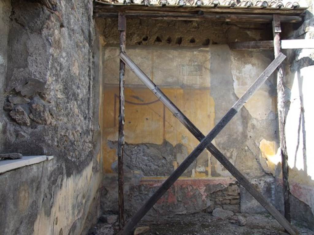VI.8.22 Pompeii. March 2009. Room 19. North wall, with remains of painted decorations.