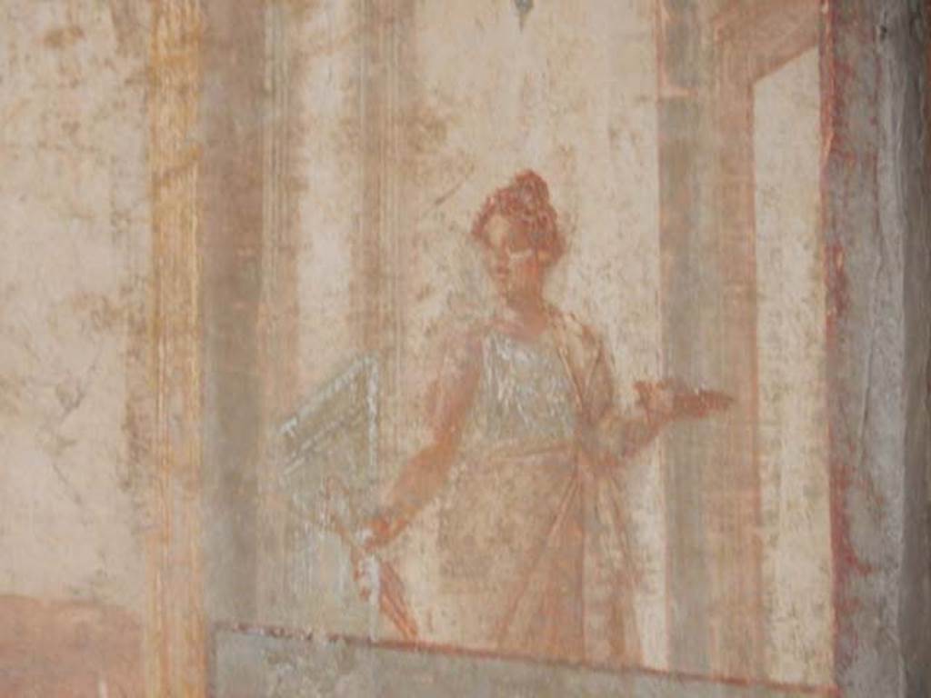 VI.8.23 Pompeii. May 2017. Painted figure from east end of upper north wall. Photo courtesy of Buzz Ferebee.