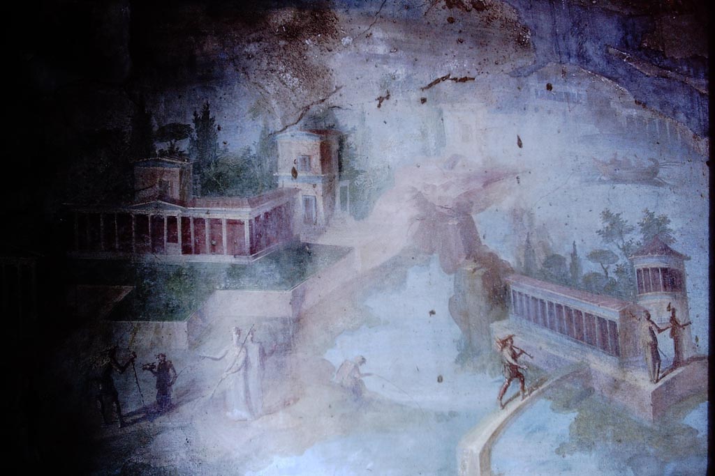 VI.8.23 Pompeii. 1966. Painted south wall to side of fountain. Photo by Stanley A. Jashemski.
Source: The Wilhelmina and Stanley A. Jashemski archive in the University of Maryland Library, Special Collections (See collection page) and made available under the Creative Commons Attribution-Non-Commercial License v.4. See Licence and use details.
J66f0388