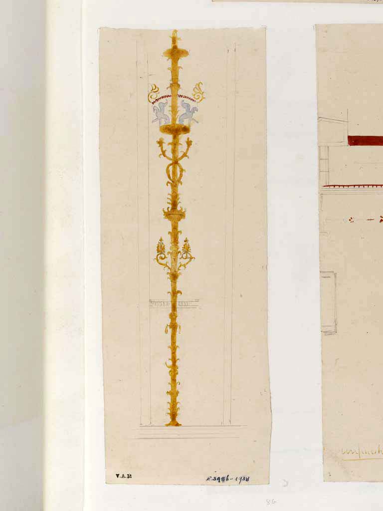 VI.8.23 Pompeii. c.1840.
Painting by James William Wild of a painted candelabra, very similar to the one painted above by Niccolini.
The exact location of this is not known.
Photo © Victoria and Albert Museum, inventory number E.3986-1938.
