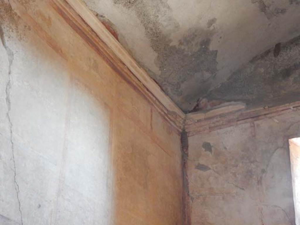 VI.8.23 Pompeii. May 2017. Upper north-east corner of cubiculum on south side of entrance doorway. Photo courtesy of Buzz Ferebee.