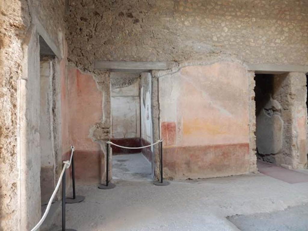 VI.8.24 Pompeii. May 2017. Looking towards south-east corner of the atrium, and doorway to triclinium. On the right is the doorway leading to a room in VI.8.23.
Photo courtesy of Buzz Ferebee.