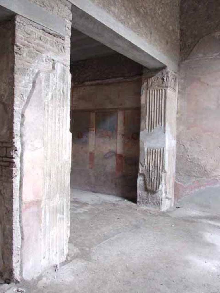 VI.8.24 Pompeii. May 2010. Looking towards north walls of tablinum, and atrium.
