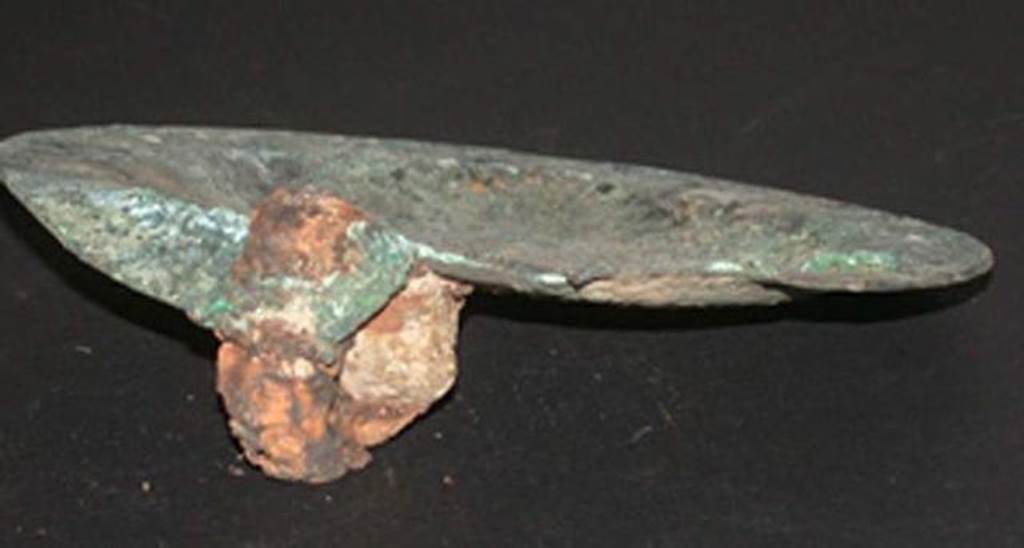VI.9.1 Convex bronze disc with ring fixed to edge, view 2. Diameter 0.105m. OA 2807 Elément de mobilier disque, musée Condé, photo RMN © R.G. Ojeda
