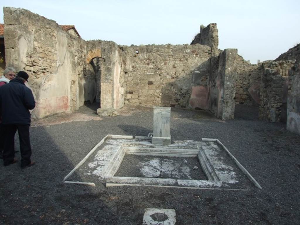 VI.9.2 Pompeii. December 2007. Room 2. Atrium and impluvium. Looking east towards Tablinum.