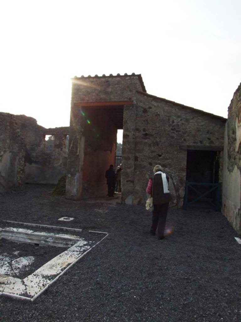 VI.9.2 Pompeii. December 2007. Looking west across Atrium towards entrance and room 29.