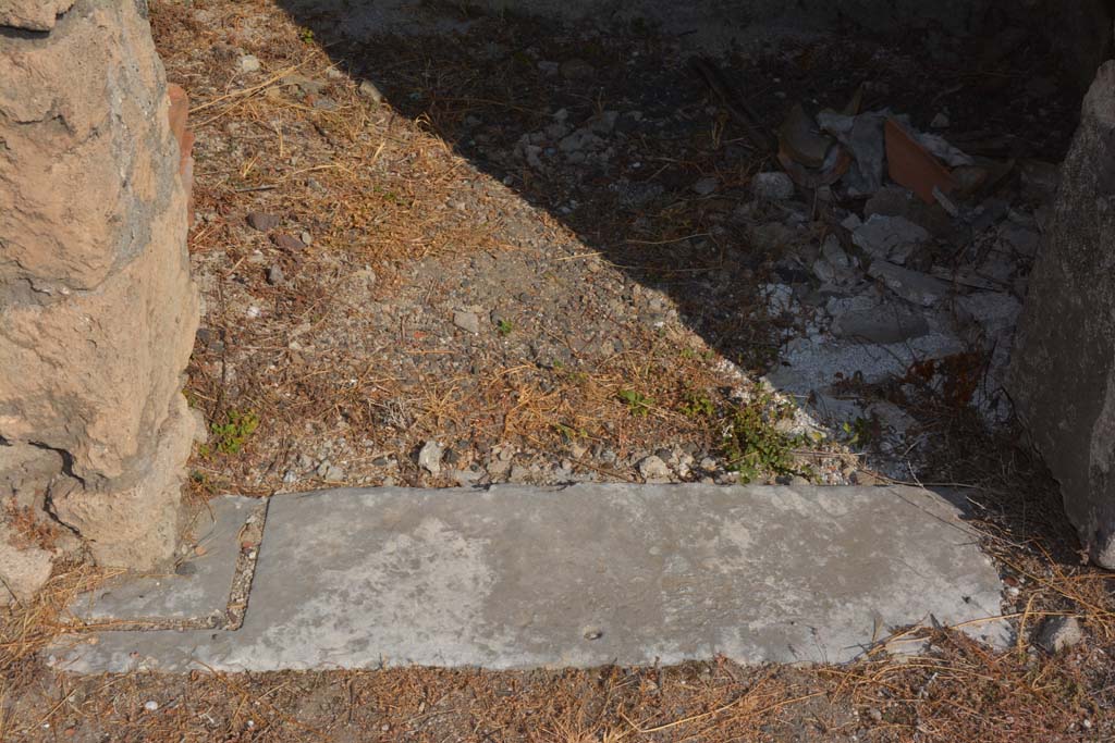 VI.9.3 Pompeii. September 2019. Threshold of room 5A in north-west corner of atrium. 
Foto Annette Haug, ERC Grant 681269 DÉCOR.
