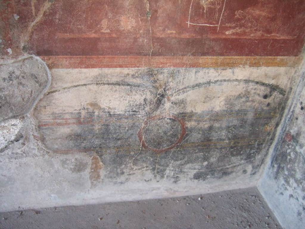 VI.9.6 Pompeii. May 2006. Room 8, dado (zoccolo) in south-west corner.