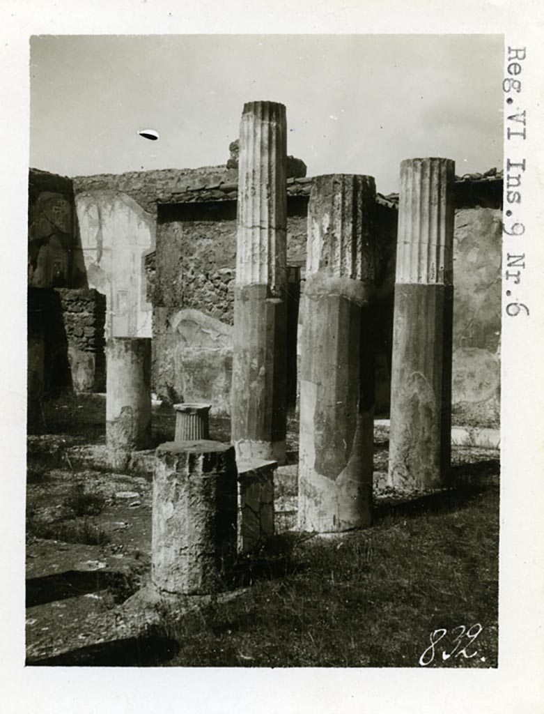 VI.9.6 Pompeii. Pre-1937-39. Room 3, looking north-west across the atrium, from outside room 8.
Photo courtesy of American Academy in Rome, Photographic Archive. Warsher collection no. 832.
