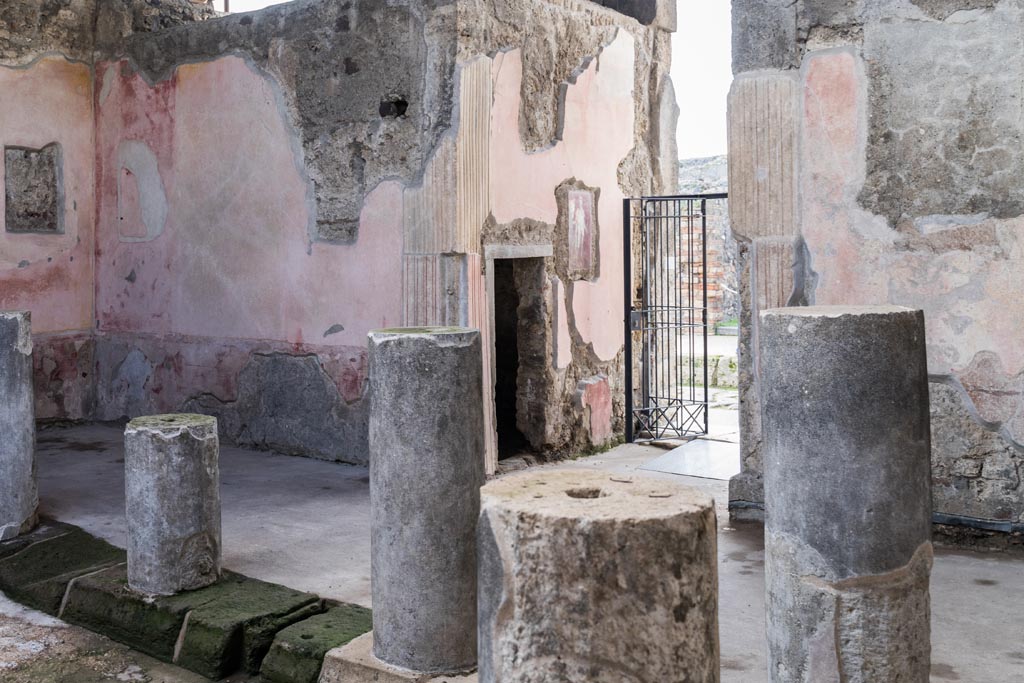 VI.9.6 Pompeii. January 2023.
Room 3, atrium, looking south-west towards entrance corridor/doorway, from north side of impluvium. Photo courtesy of Johannes Eber.
