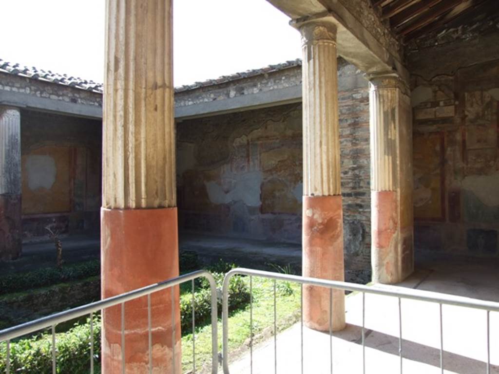 VI.9.6 Pompeii. March 2009. Room 6. Peristyle. West wall.