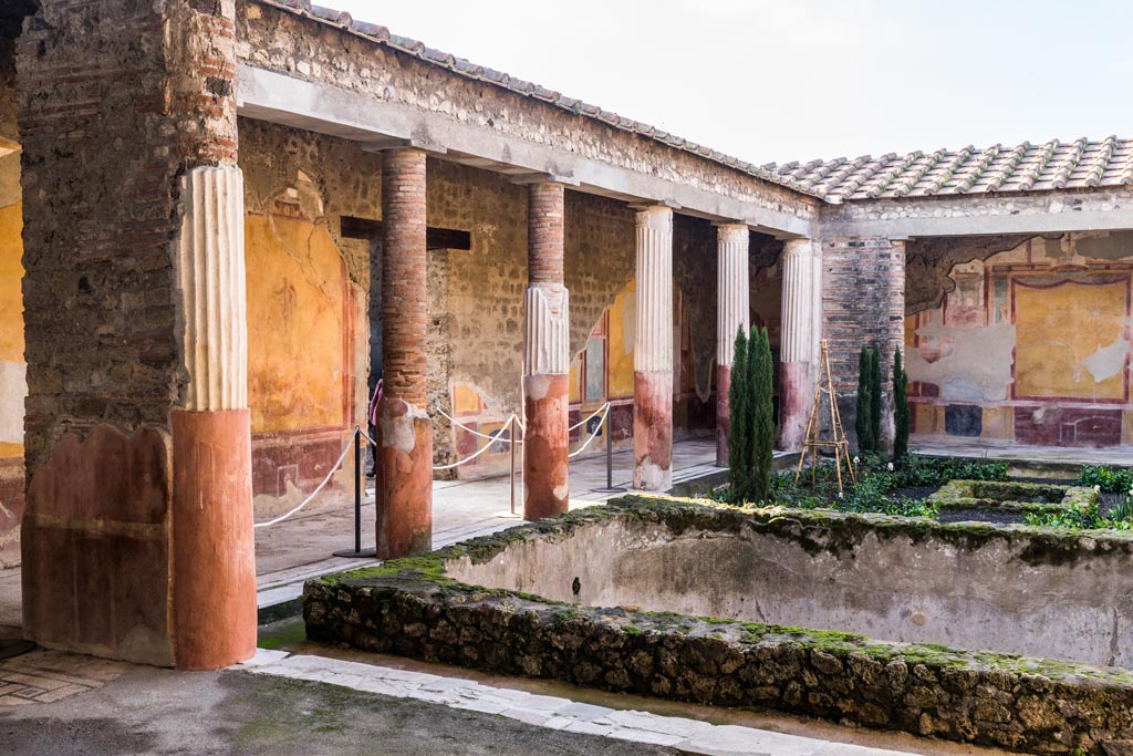 VI.9.6 Pompeii. January 2023.
Room 6, looking towards south-west corner of peristyle from east portico. Photo courtesy of Johannes Eber.