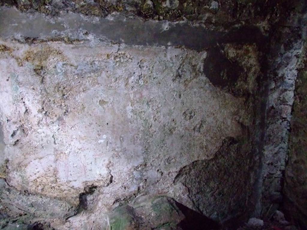 VI.9.10 Pompeii. March 2009. Lararium painting on north wall above altar, in underground kitchen.
Giacobello mentioned a lararium painting identified by Boyce but with no description or picture.
It was on the north wall of the subterranean kitchen above a small rectangular altar.
Neither has a picture. Fröhlich does not mention it at all. Overbeck identified its location.
See Giacobello, F., 2008. Larari Pompeiani: Iconografia e culto dei Lari in ambito domestico. Milano: LED Edizioni. (54: p175).
See Boyce G. K., 1937. Corpus of the Lararia of Pompeii. Rome: MAAR 14. (p. 50, 175).
See Overbeck J., 1884. Pompeji in seinen Gebäuden, Alterthümen und Kunstwerken. Leipzig: Engelmann. (p. 333).