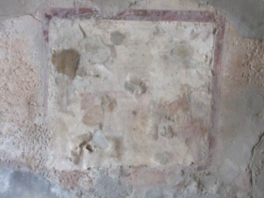 VI.10.1 Pompeii. March 2009. Rear room on north side. Fresco on north wall. Remains of painting of cart delivering wine. Mules are resting unharnessed.