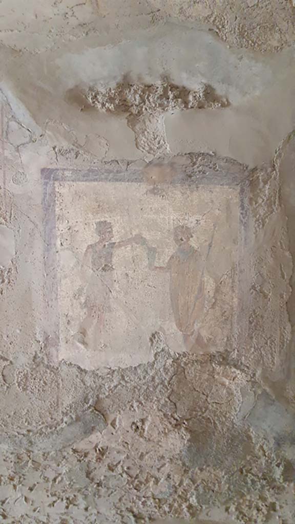 VI.10.1/19 Pompeii. July 2021. Detail of fresco on north wall at east end.
Foto Annette Haug, ERC Grant 681269 DÉCOR.