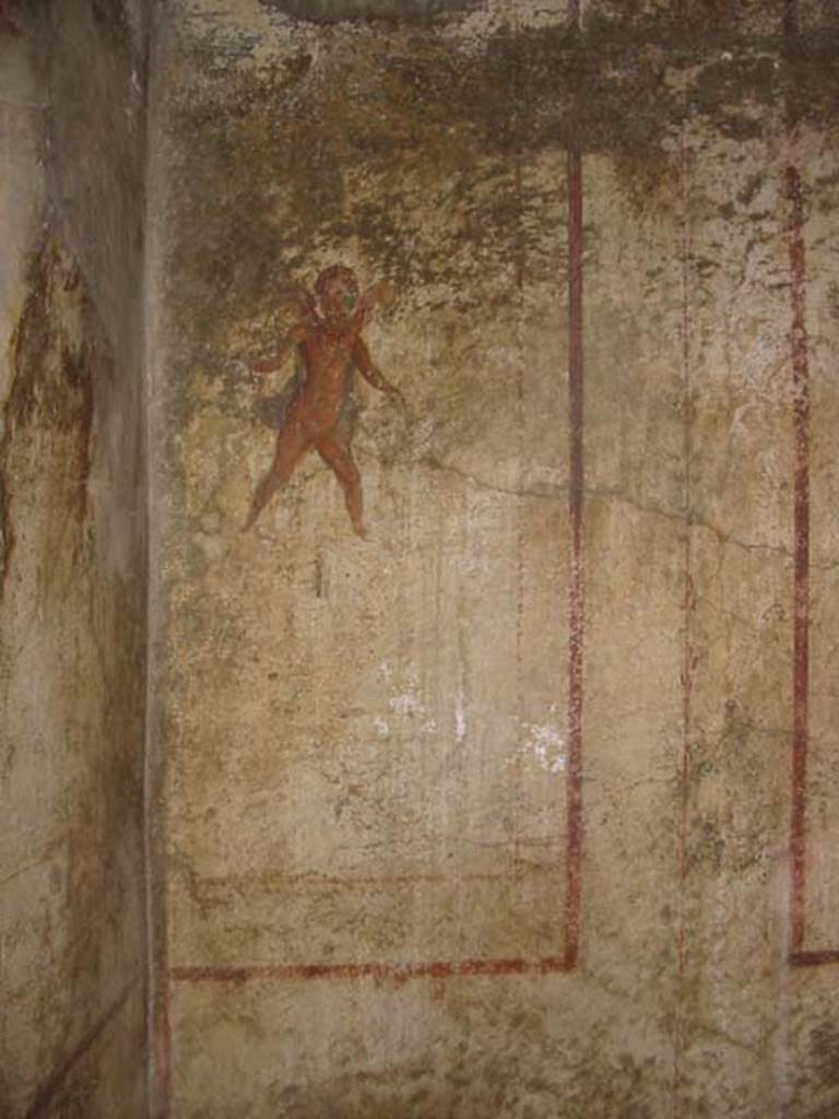 VI.10.1 Pompeii. May 2003. Flying cupid from north wall in north-west corner of rear room. Photo courtesy of Nicolas Monteix.