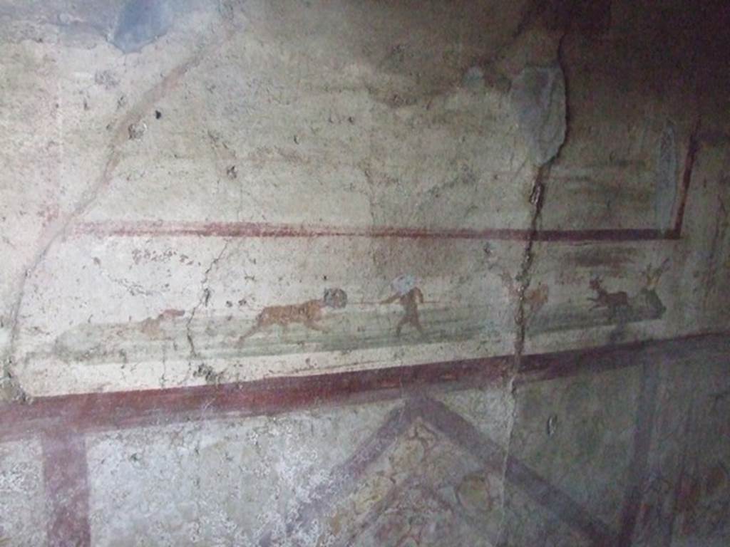 VI.10.1 Pompeii. March 2009. Rear room on south side. South wall. Painting of hunting scene.