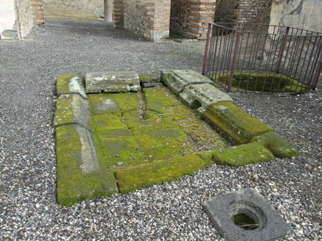 VI.10.6 Pompeii. March 2009. Room 1, looking east across impluvium, well and cistern.  