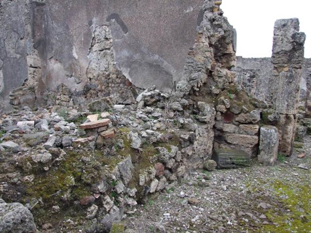 VI.10.11 Pompeii. March 2009. Room 23, looking north at remains of rear and east walls of room 18.