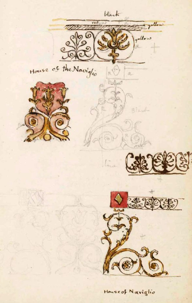 VI.10.11 Pompeii. c.1830. Drawings by Gell of decoration in the house.
See Gell, W. Sketchbook of Pompeii, c.1830.
See book from Van Der Poel Campanian Collection on Getty website http://hdl.handle.net/10020/2002m16b425