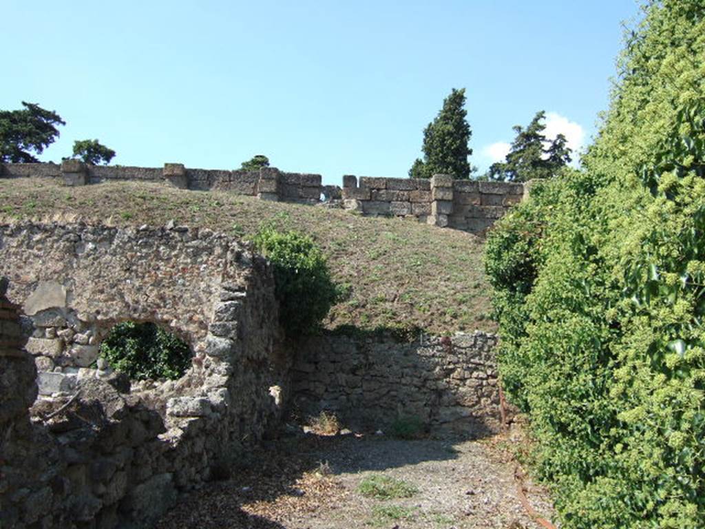 VI.9 Pompeii. September 2005. Vicolo del Fauno looking north to walls. VI.11.1