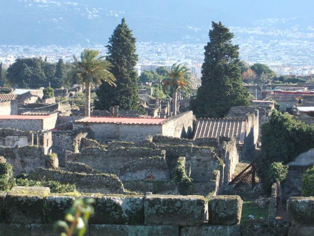 VI.11 Pompeii. September 2005. Insula, looking south from the walls.