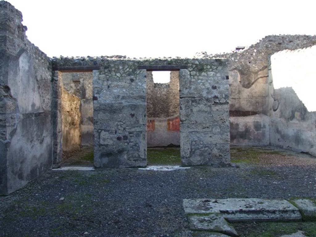 VI.11.9 Pompeii. December 2007. Room 3, looking at doorways to rooms 4, 6 and 7, on west side of atrium.