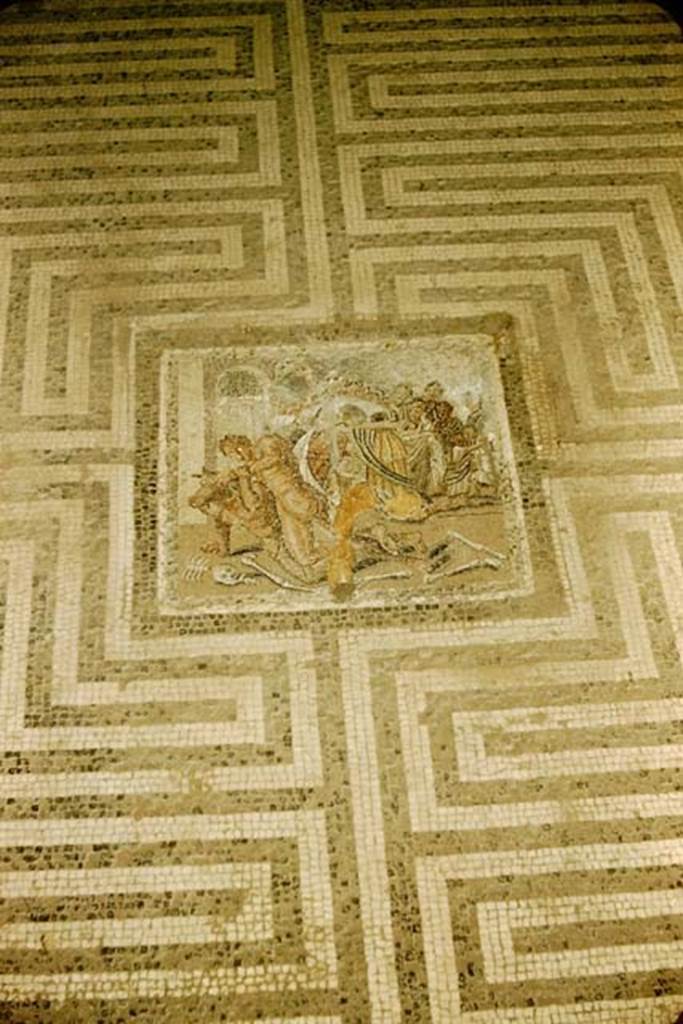 VI.11.10 Pompeii. 1957.
Room 42, mosaic showing Perseus slaying the minotaur. Photo by Stanley A. Jashemski.
Source: The Wilhelmina and Stanley A. Jashemski archive in the University of Maryland Library, Special Collections (See collection page) and made available under the Creative Commons Attribution-Non Commercial License v.4. See Licence and use details.
J57f0341