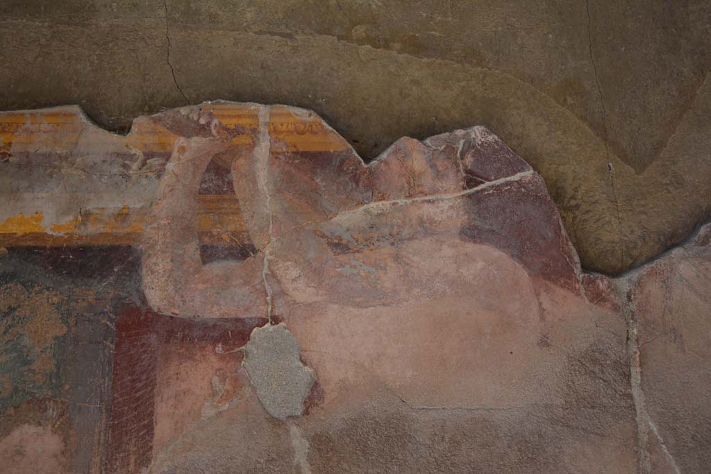 VI.11.10 Pompeii. December 2017.
Room 42, detail of painted decoration from upper west wall at south end.
Foto Annette Haug, ERC Grant 681269 DÉCOR