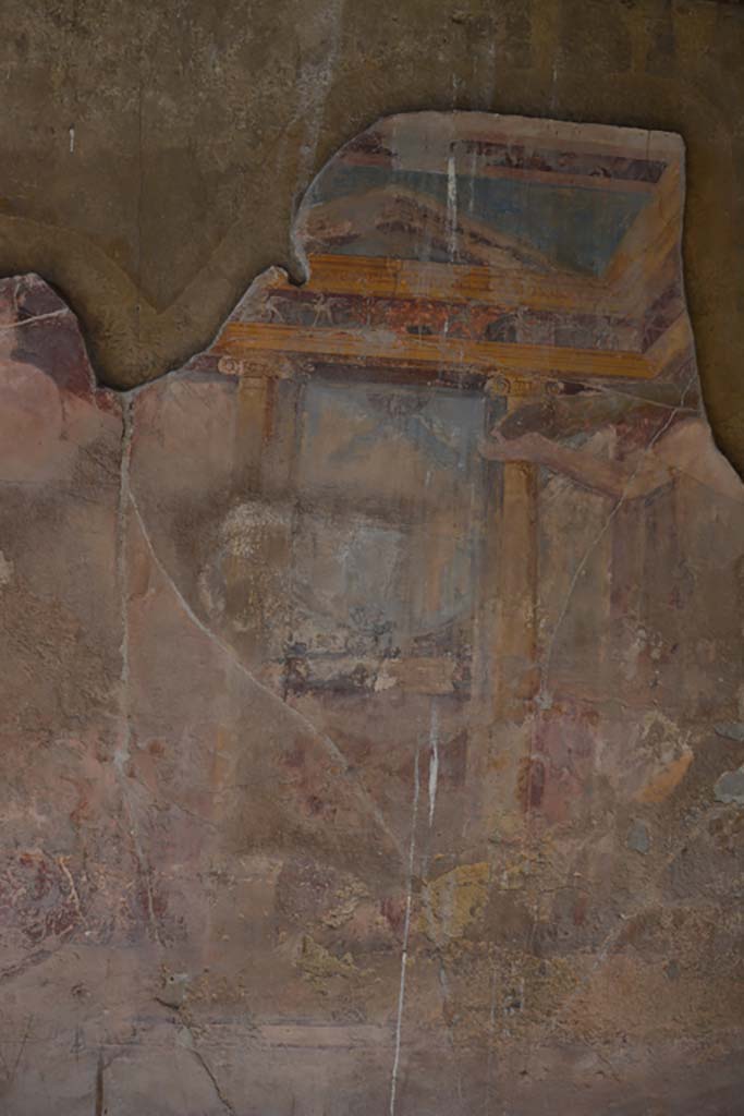 VI.11.10 Pompeii. December 2017.
Room 42, detail from wall painting on west wall of exedra
Foto Annette Haug, ERC Grant 681269 DÉCOR