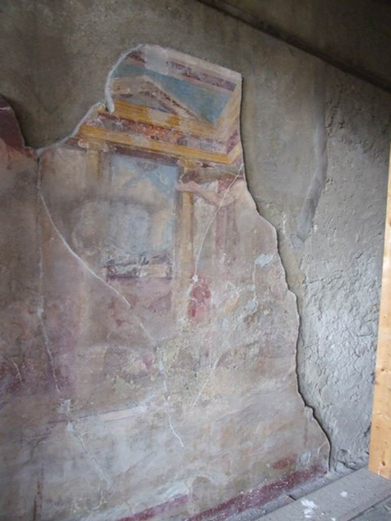 VI.11.10 Pompeii. December 2006. Room 42, detail from wall painting on west wall of exedra.