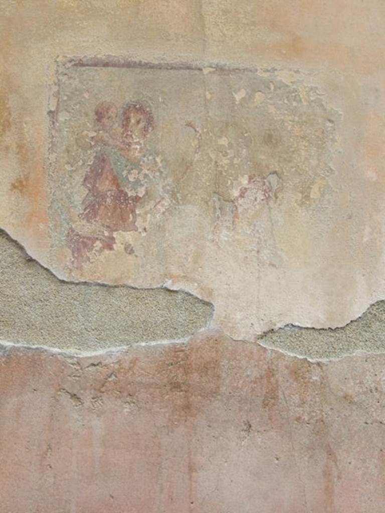 VI.11.10 Pompeii. March 2009. Room 29, fresco on north wall of cubiculum.
Helbig identified: Room between both atriums: Paris and Oenone, 1287.
See Helbig, W., 1868. Wandgemälde der vom Vesuv verschütteten Städte Campaniens. Leipzig: Breitkopf und Härtel. (1287).
See Bragantini, de Vos, Badoni, 1983. Pitture e Pavimenti di Pompei, Parte 2. Rome: ICCD. (p.243)
See Schefold, K., 1962. Vergessenes Pompeji. Bern: Francke. (taf. 170,4 described as Attis and nymph).
