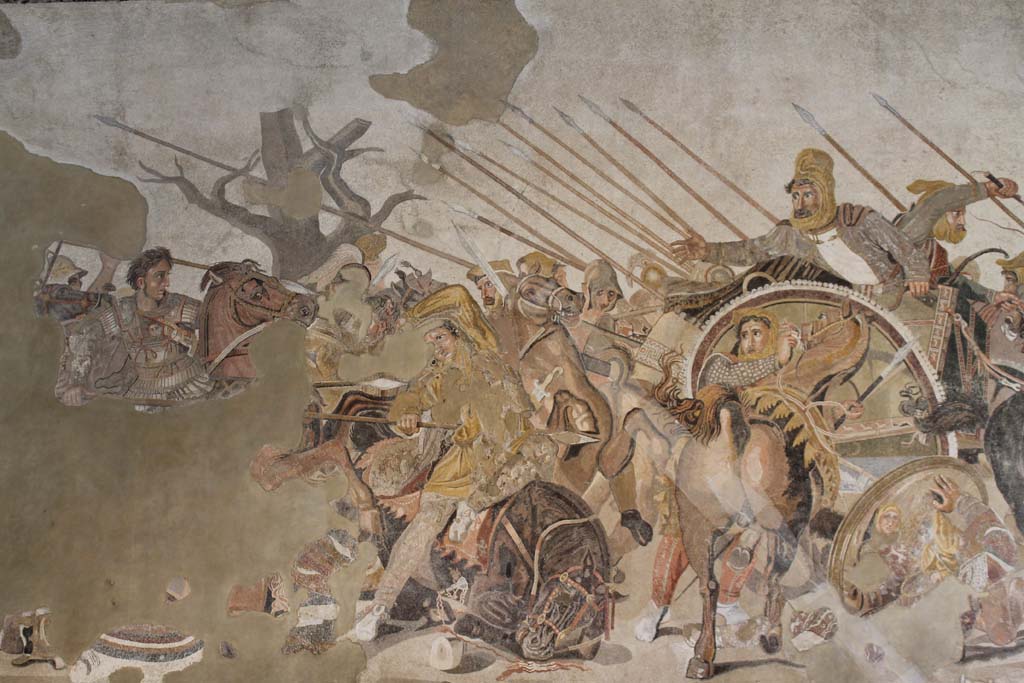 VI.12.2 Pompeii. March 2014. Detail from original Alexander mosaic found in VI.12.2 on 24th October 1831.
Now in Naples Archaeological Museum. Inventory number 10020.
Foto Annette Haug, ERC Grant 681269 DÉCOR.