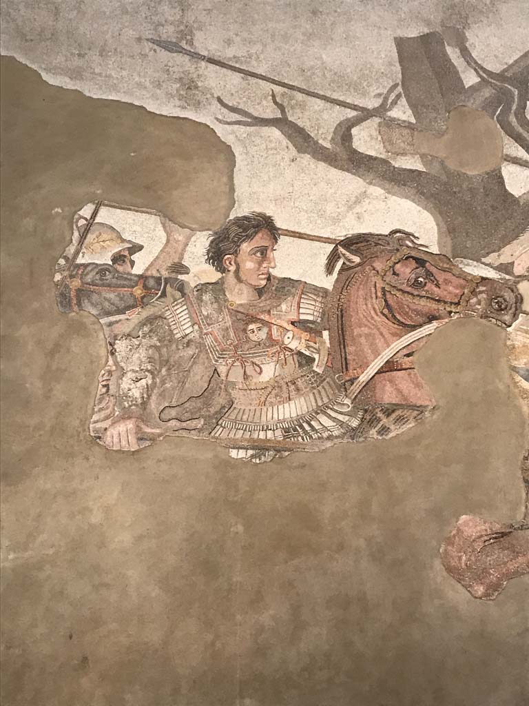 VI.12.2 Pompeii. April 2019. Detail from original Alexander mosaic found in VI.12.2 on 24th October 1831.
Now in Naples Archaeological Museum. Inventory number 10020.
Photo courtesy of Rick Bauer.