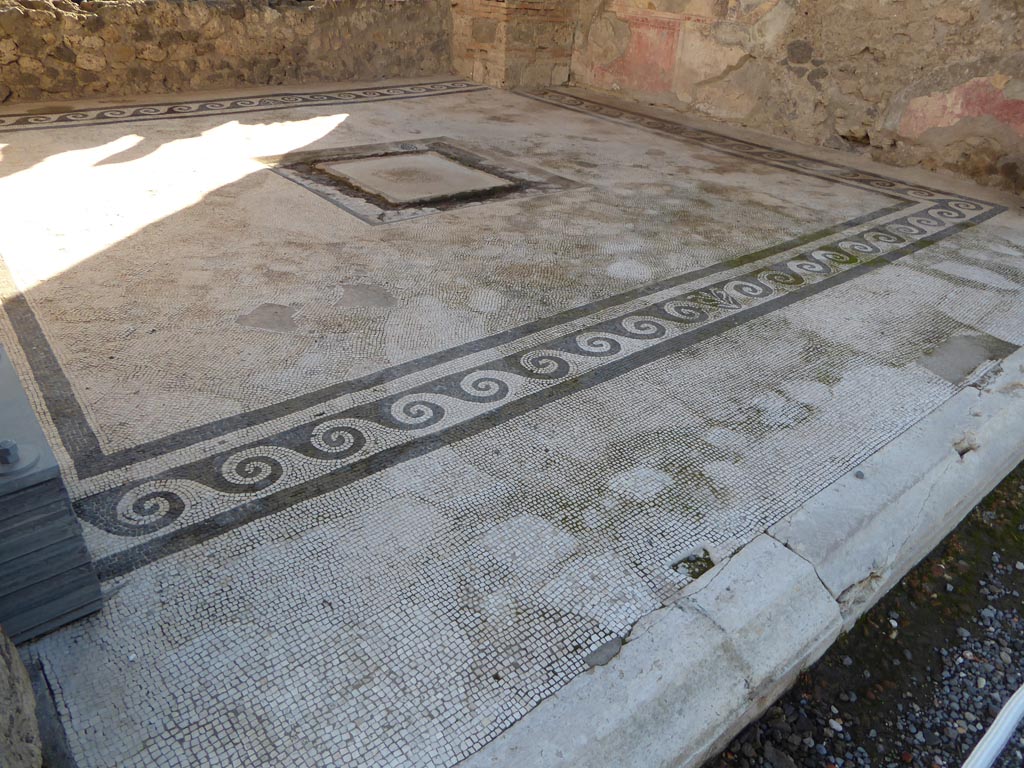 VI.12.2 Pompeii. January 2017. Looking south-west across flooring in oecus/triclinium.
Foto Annette Haug, ERC Grant 681269 DÉCOR.