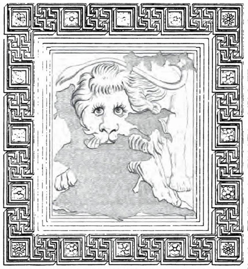 VI.12.2 Pompeii. 1833. Drawing of mosaic emblema of a lion, found in centre of oecus/triclinium floor, room 42 (but room 40 on Breton original plan).
According to Breton, when found this was badly damaged, and for that reason was not taken to the Museum.
See Breton, Ernest. 1870. Pompeia, Guide de visite a Pompei, 3rd ed. Paris, Guerin.
According to Pagano and Prisciandaro, this beautiful mosaic of a lion was found in many fragments.
It was found in 1831, see PAH II, 250.
See Pagano, M. and Prisciandaro, R., 2006. Studio sulle provenienze degli oggetti rinvenuti negli scavi borbonici del regno di Napoli. Naples : Nicola Longobardi. (p.146)
See Real Museo Borbonico IX, Pl. 55. (1833).