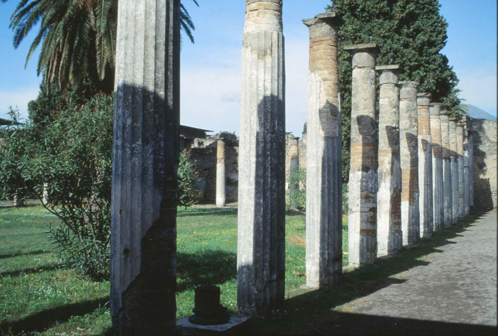 VI.12.2 Pompeii. October 1992.
Looking north-west across rear peristyle, from east side. Photo by Louis Méric courtesy of Jean-Jacques Méric.