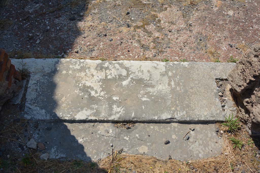 VI.12.5 Pompeii. 14th July 2017. Room 17, looking south with detail of threshold/sill into Secondary Atrium.
Foto Annette Haug, ERC Grant 681269 DÉCOR.